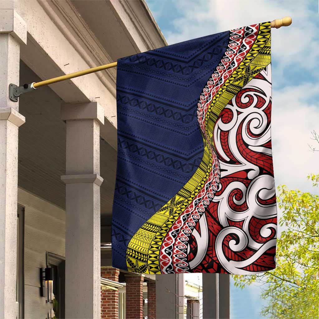 Aotearoa and Niue Garden Flag Hiapo Maori Stylized Koru