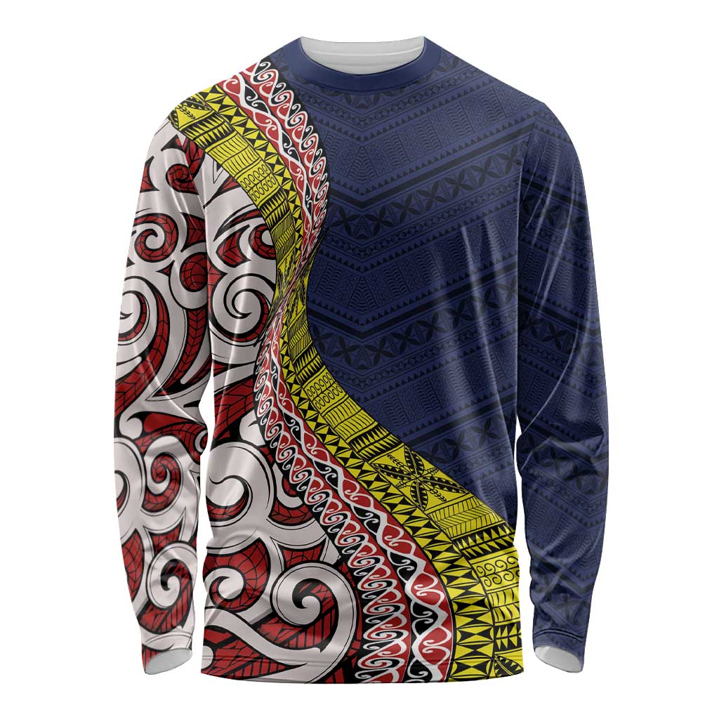 Aotearoa and Niue Long Sleeve Shirt Hiapo Maori Stylized Koru