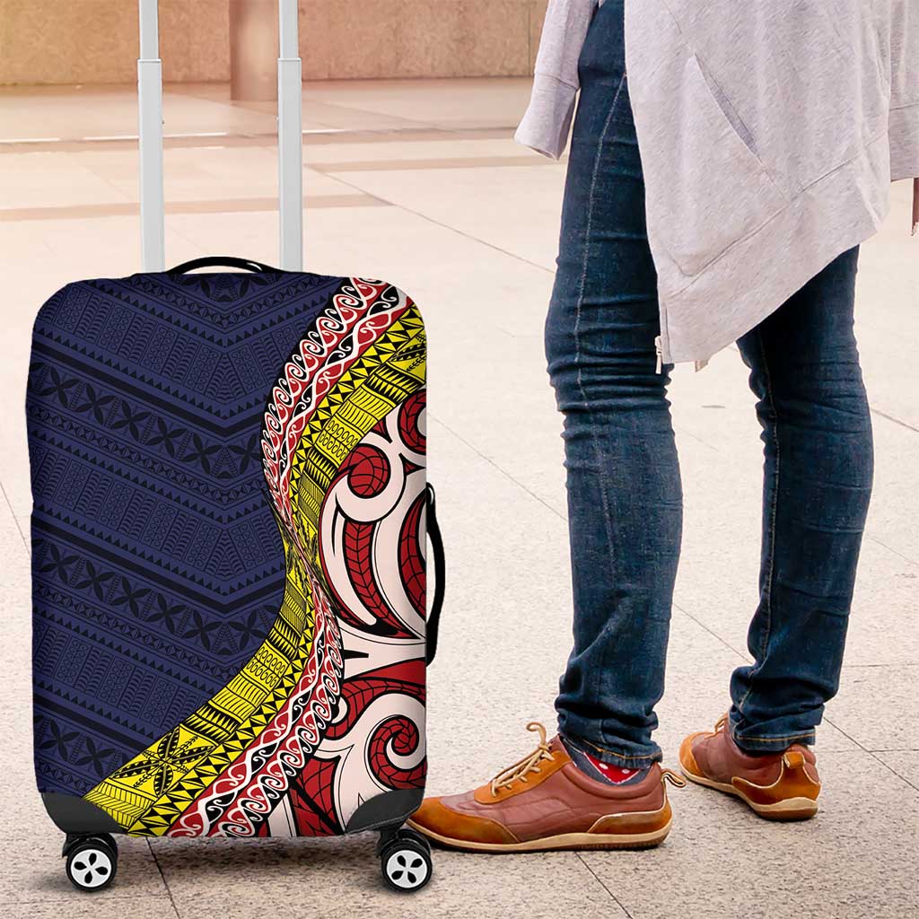 Aotearoa and Niue Luggage Cover Hiapo Maori Stylized Koru