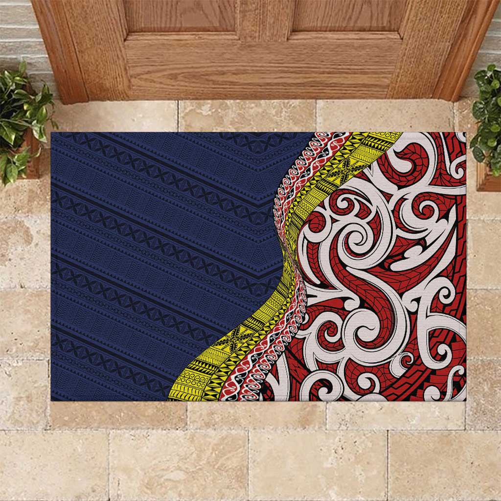 Aotearoa and Niue Rubber Doormat Hiapo Maori Stylized Koru