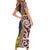 Aotearoa and Niue Short Sleeve Bodycon Dress Hiapo Maori Stylized Koru