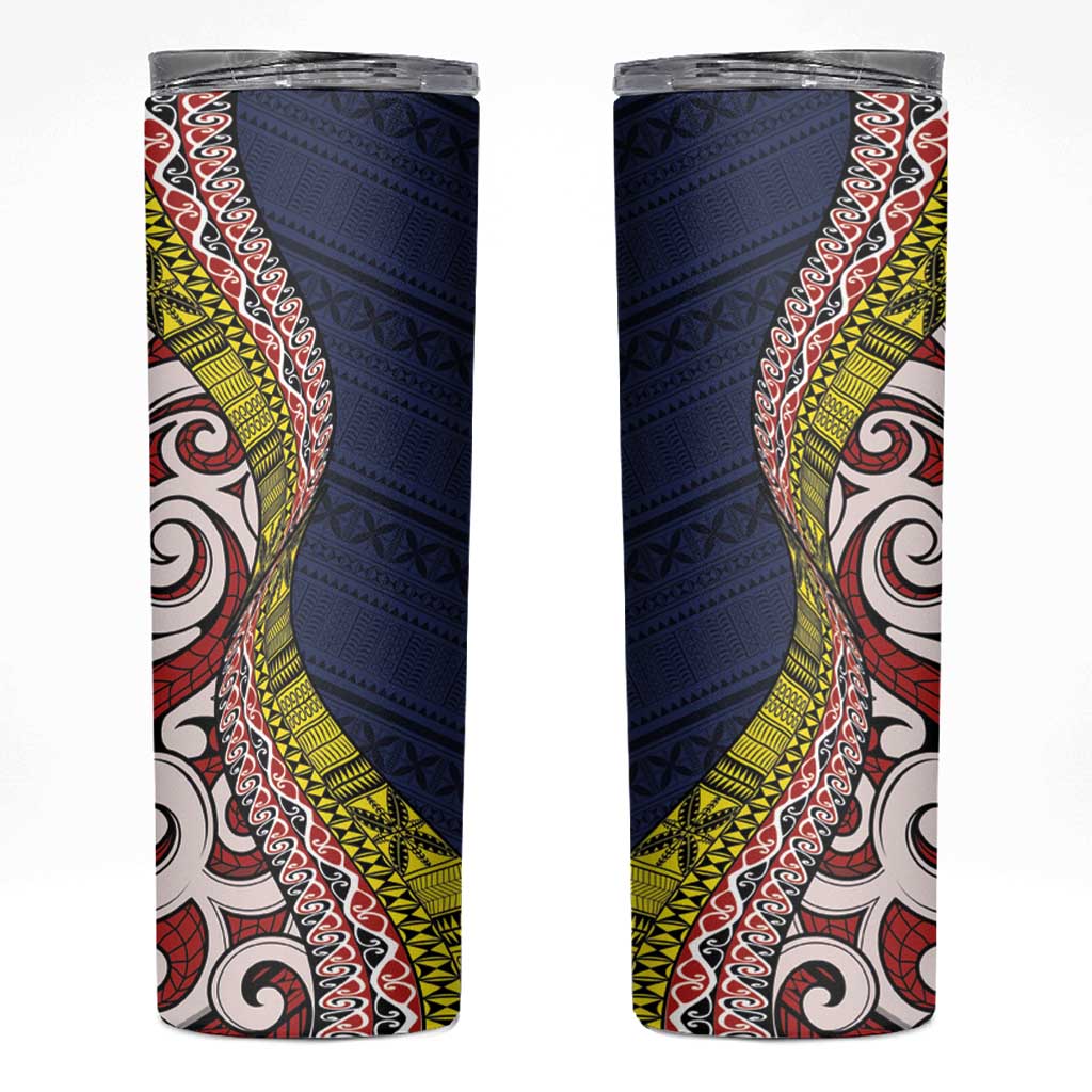 Aotearoa and Niue Skinny Tumbler Hiapo Maori Stylized Koru