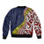 Aotearoa and Niue Sleeve Zip Bomber Jacket Hiapo Maori Stylized Koru