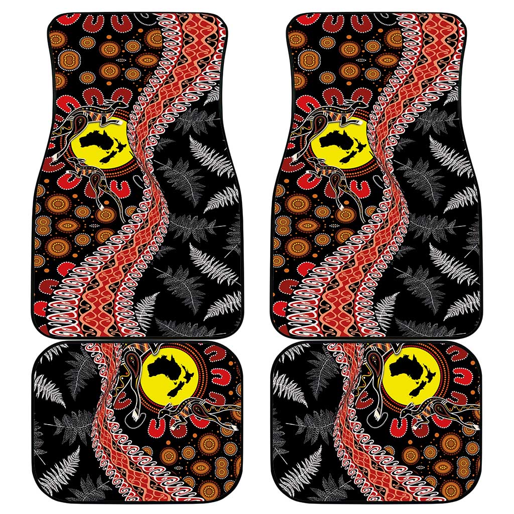 Aotearoa and Australia Car Mats Maori Koru Ferns With Aboriginal Kangaroo
