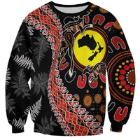Aotearoa and Australia Sweatshirt Maori Koru Ferns With Aboriginal Kangaroo