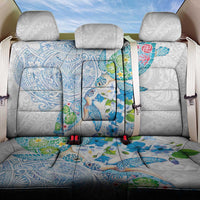 Hawaiian Couple Turtles Honi Back Car Seat Cover Polynesian Art Motifs and Hibiscus White Blue Color LT03 One Size White - Polynesian Pride
