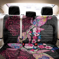 Hawaiian Couple Turtles Honi Back Car Seat Cover Polynesian Art Motifs and Hibiscus Black Red Color LT03 - Polynesian Pride