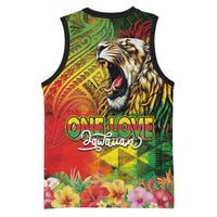 Hawaiian Reggae Basketball Jersey Jawaiian One Love-Tribal Tatoos and Rastafari Lion LT03 - Polynesian Pride