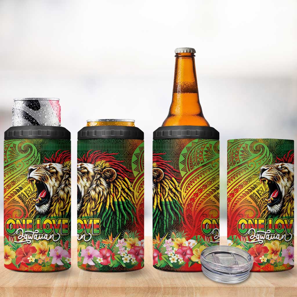 Hawaiian Reggae 4 in 1 Can Cooler Tumbler Jawaiian One Love-Tribal Tatoos and Rastafari Lion LT03 - Polynesian Pride