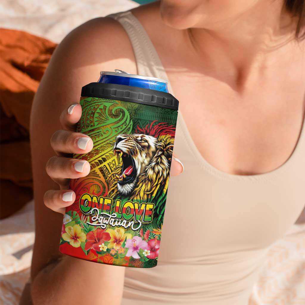 Hawaiian Reggae 4 in 1 Can Cooler Tumbler Jawaiian One Love-Tribal Tatoos and Rastafari Lion LT03 - Polynesian Pride