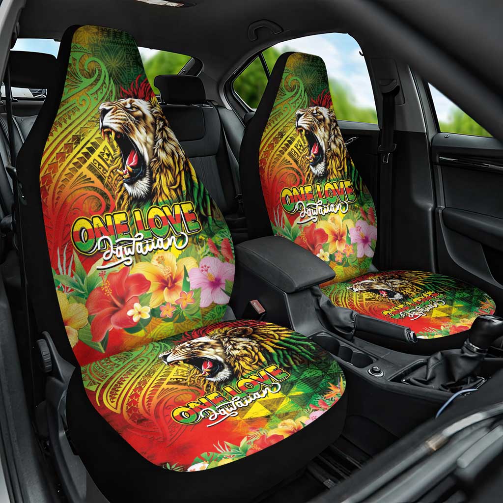 Hawaiian Reggae Car Seat Cover Jawaiian One Love-Tribal Tatoos and Rastafari Lion LT03 One Size Multicolor - Polynesian Pride
