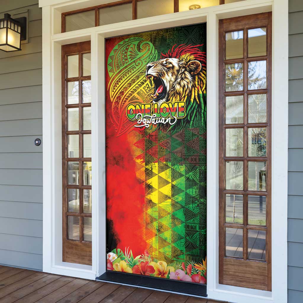 Hawaiian Reggae Door Cover Jawaiian One Love-Tribal Tatoos and Rastafari Lion LT03 - Polynesian Pride