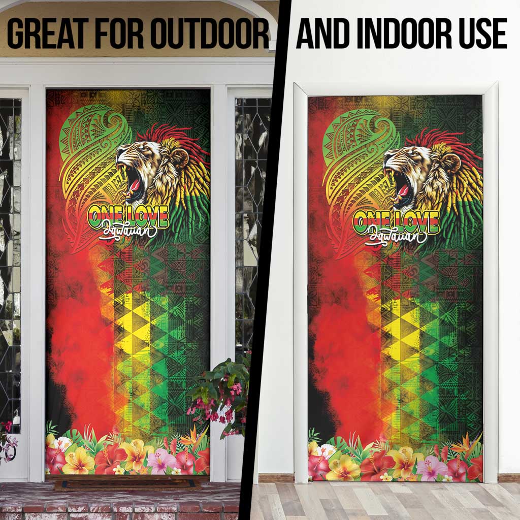 Hawaiian Reggae Door Cover Jawaiian One Love-Tribal Tatoos and Rastafari Lion LT03 - Polynesian Pride