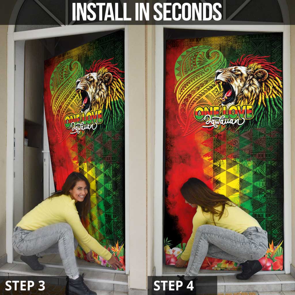 Hawaiian Reggae Door Cover Jawaiian One Love-Tribal Tatoos and Rastafari Lion LT03 - Polynesian Pride