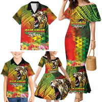 Hawaiian Reggae Family Matching Mermaid Dress and Hawaiian Shirt Jawaiian One Love-Tribal Tatoos and Rastafari Lion LT03 - Polynesian Pride