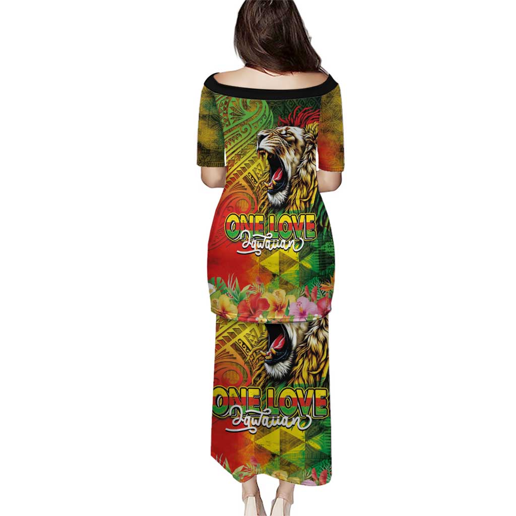 Hawaiian Reggae Family Matching Puletasi and Hawaiian Shirt Jawaiian One Love-Tribal Tatoos and Rastafari Lion LT03 - Polynesian Pride
