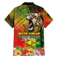 Hawaiian Reggae Family Matching Summer Maxi Dress and Hawaiian Shirt Jawaiian One Love-Tribal Tatoos and Rastafari Lion LT03 - Polynesian Pride