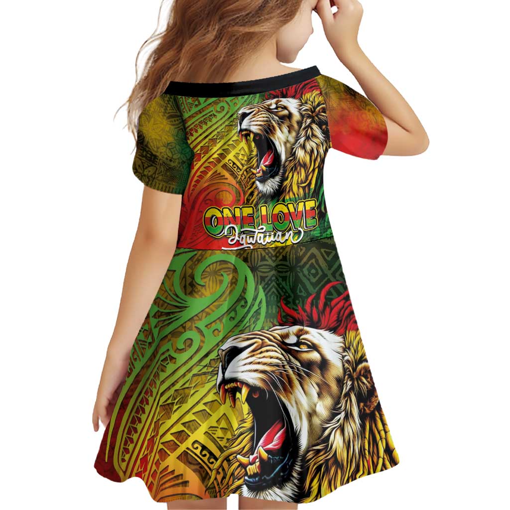 Hawaiian Reggae Family Matching Tank Maxi Dress and Hawaiian Shirt Jawaiian One Love-Tribal Tatoos and Rastafari Lion LT03 - Polynesian Pride