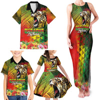 Hawaiian Reggae Family Matching Tank Maxi Dress and Hawaiian Shirt Jawaiian One Love-Tribal Tatoos and Rastafari Lion LT03 - Polynesian Pride