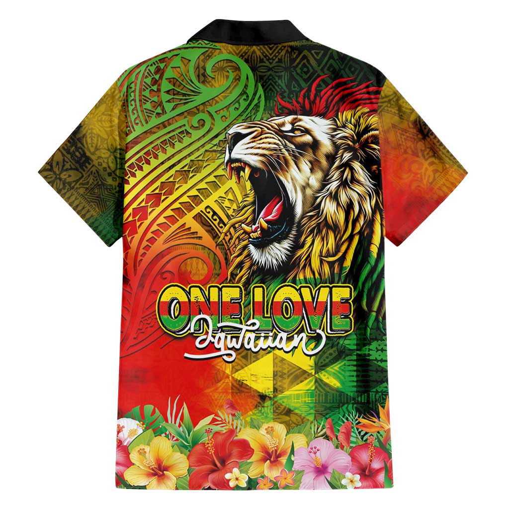 Hawaiian Reggae Family Matching Tank Maxi Dress and Hawaiian Shirt Jawaiian One Love-Tribal Tatoos and Rastafari Lion LT03 - Polynesian Pride