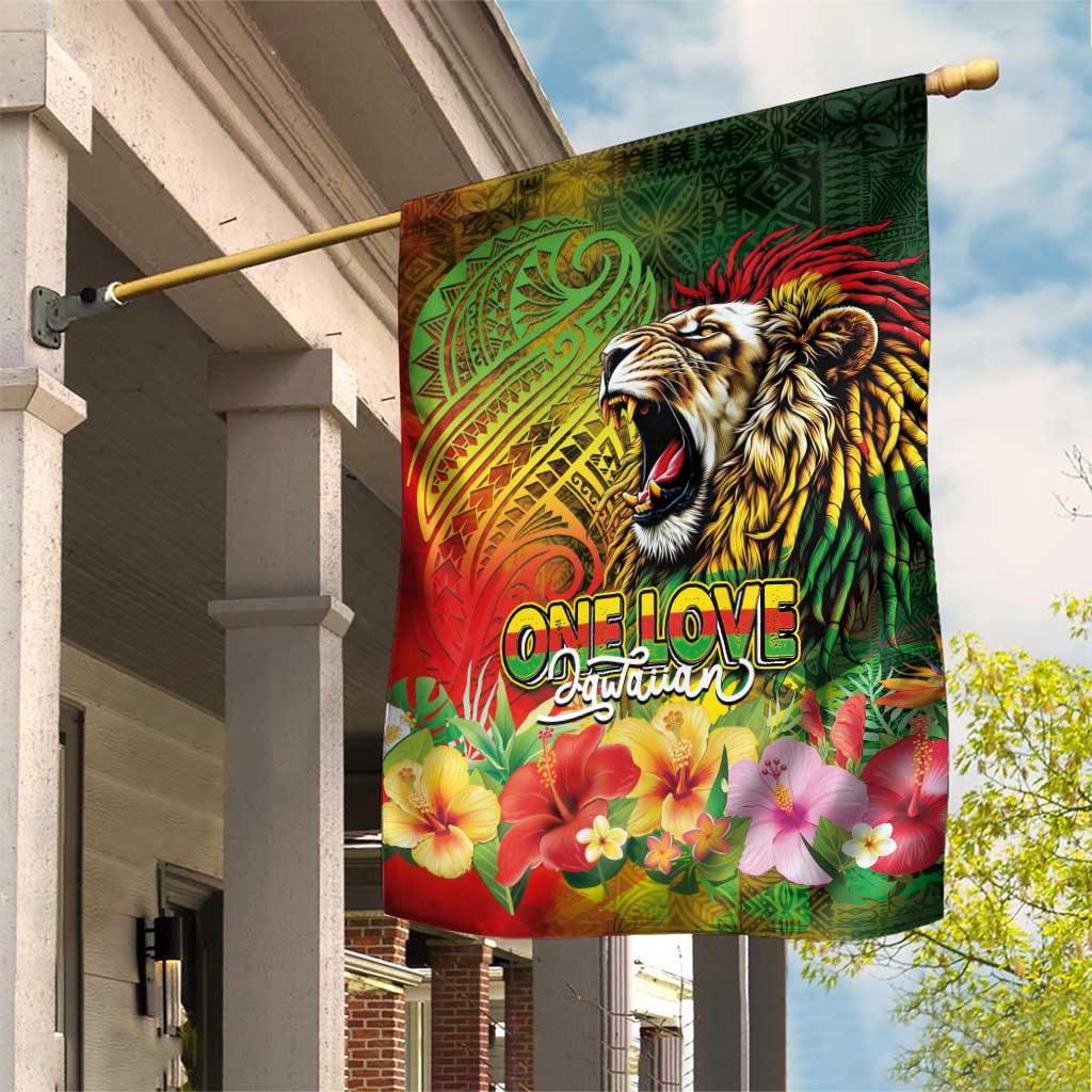 Hawaiian Reggae Garden Flag Jawaiian One Love-Tribal Tatoos and Rastafari Lion LT03 House Flag Multicolor - Polynesian Pride