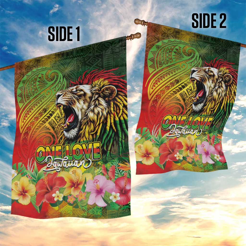 Hawaiian Reggae Garden Flag Jawaiian One Love-Tribal Tatoos and Rastafari Lion LT03 - Polynesian Pride