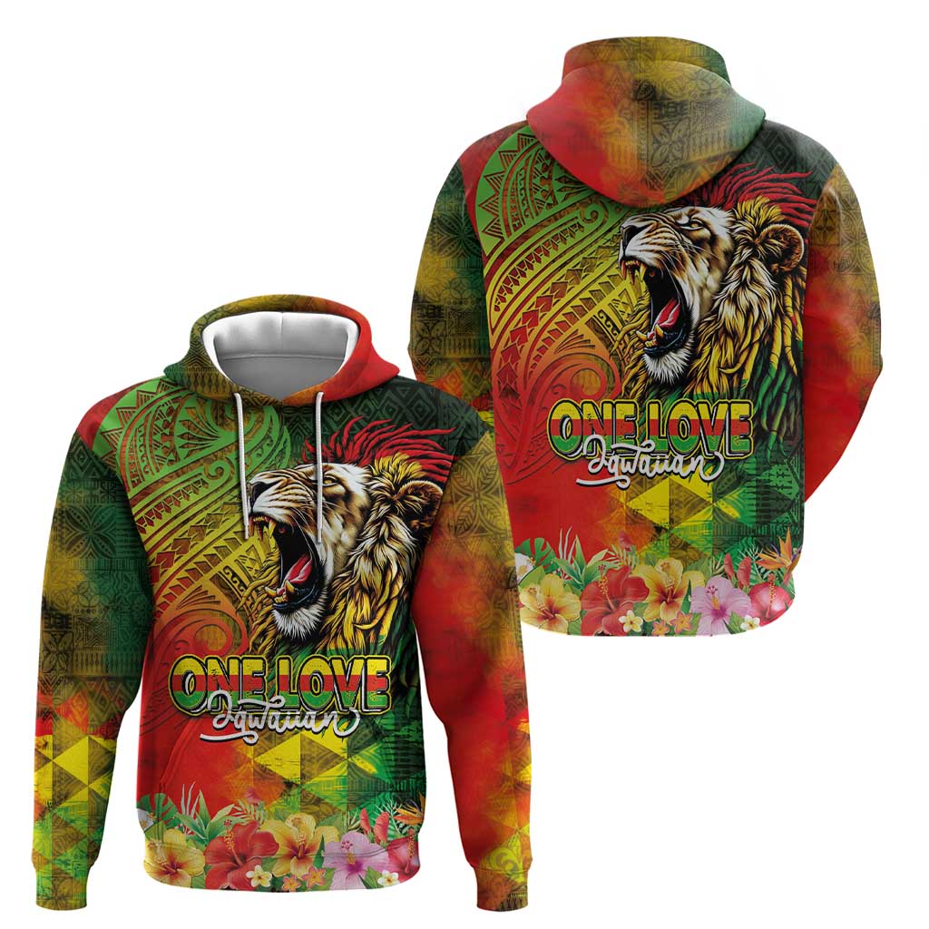 Hawaiian Reggae Hoodie Jawaiian One Love-Tribal Tatoos and Rastafari Lion LT03 - Polynesian Pride