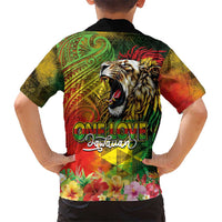 Hawaiian Reggae Kid Hawaiian Shirt Jawaiian One Love-Tribal Tatoos and Rastafari Lion LT03 - Polynesian Pride