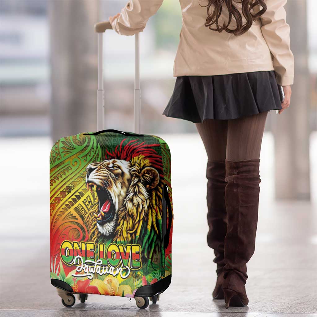 Hawaiian Reggae Luggage Cover Jawaiian One Love-Tribal Tatoos and Rastafari Lion LT03 - Polynesian Pride
