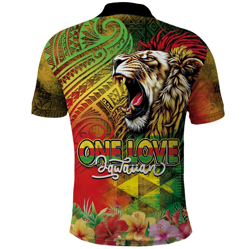 Hawaiian Reggae Polo Shirt - Jawaiian One Love Tribal Tattoos and Rastafari Lion LT03 - Polynesian Pride