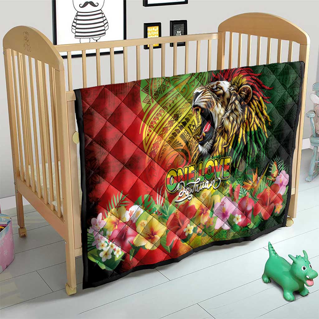 Hawaiian Reggae Quilt Jawaiian One Love-Tribal Tatoos and Rastafari Lion - Polynesian Pride