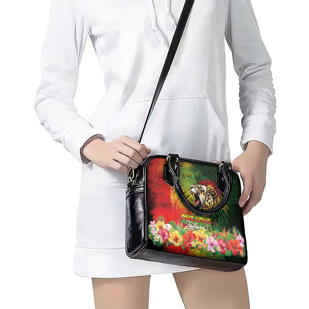 Hawaiian Reggae Shoulder Handbag Jawaiian One Love-Tribal Tatoos and Rastafari Lion - Polynesian Pride