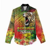 Hawaiian Reggae Women Casual Shirt Jawaiian One Love-Tribal Tatoos and Rastafari Lion LT03 - Polynesian Pride