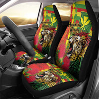 Hawaiian Reggae Car Seat Cover Kakau Art Motifs with Ohia Lehua and Rastafari Lion LT03 - Polynesian Pride
