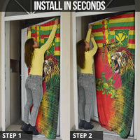 Hawaiian Reggae Door Cover Kakau Art Motifs with Ohia Lehua and Rastafari Lion LT03 - Polynesian Pride