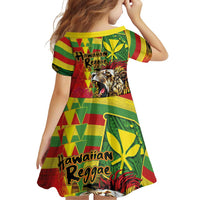 Hawaiian Reggae Family Matching Long Sleeve Bodycon Dress and Hawaiian Shirt Kakau Art Motifs with Ohia Lehua and Rastafari Lion LT03 - Polynesian Pride