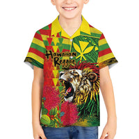 Hawaiian Reggae Family Matching Long Sleeve Bodycon Dress and Hawaiian Shirt Kakau Art Motifs with Ohia Lehua and Rastafari Lion LT03 Son's Shirt Multicolor - Polynesian Pride