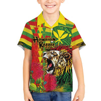 Hawaiian Reggae Hawaiian Shirt Kakau Art Motifs with Ohia Lehua and Rastafari Lion LT03 - Polynesian Pride
