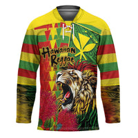 Hawaiian Reggae Hockey Jersey Kakau Art Motifs with Ohia Lehua and Rastafari Lion LT03 Unisex Multicolor - Polynesian Pride