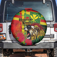 Hawaiian Reggae Spare Tire Cover Kakau Art Motifs with Ohia Lehua and Rastafari Lion LT03 Multicolor - Polynesian Pride