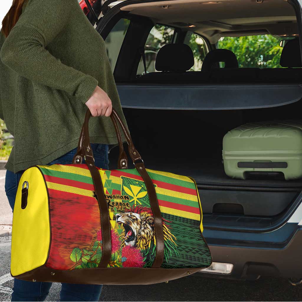 Hawaiian Reggae Travel Bag Kakau Art Motifs with Ohia Lehua and Rastafari Lion LT03 - Polynesian Pride