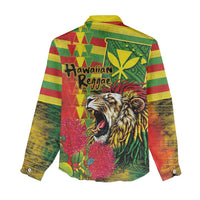Hawaiian Reggae Women Casual Shirt Kakau Art Motifs with Ohia Lehua and Rastafari Lion LT03 - Polynesian Pride