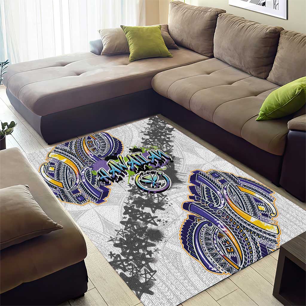 Traditional Art Hawaiian Kakau Tattoos Area Rug Graffiti Style - Polynesian Pride