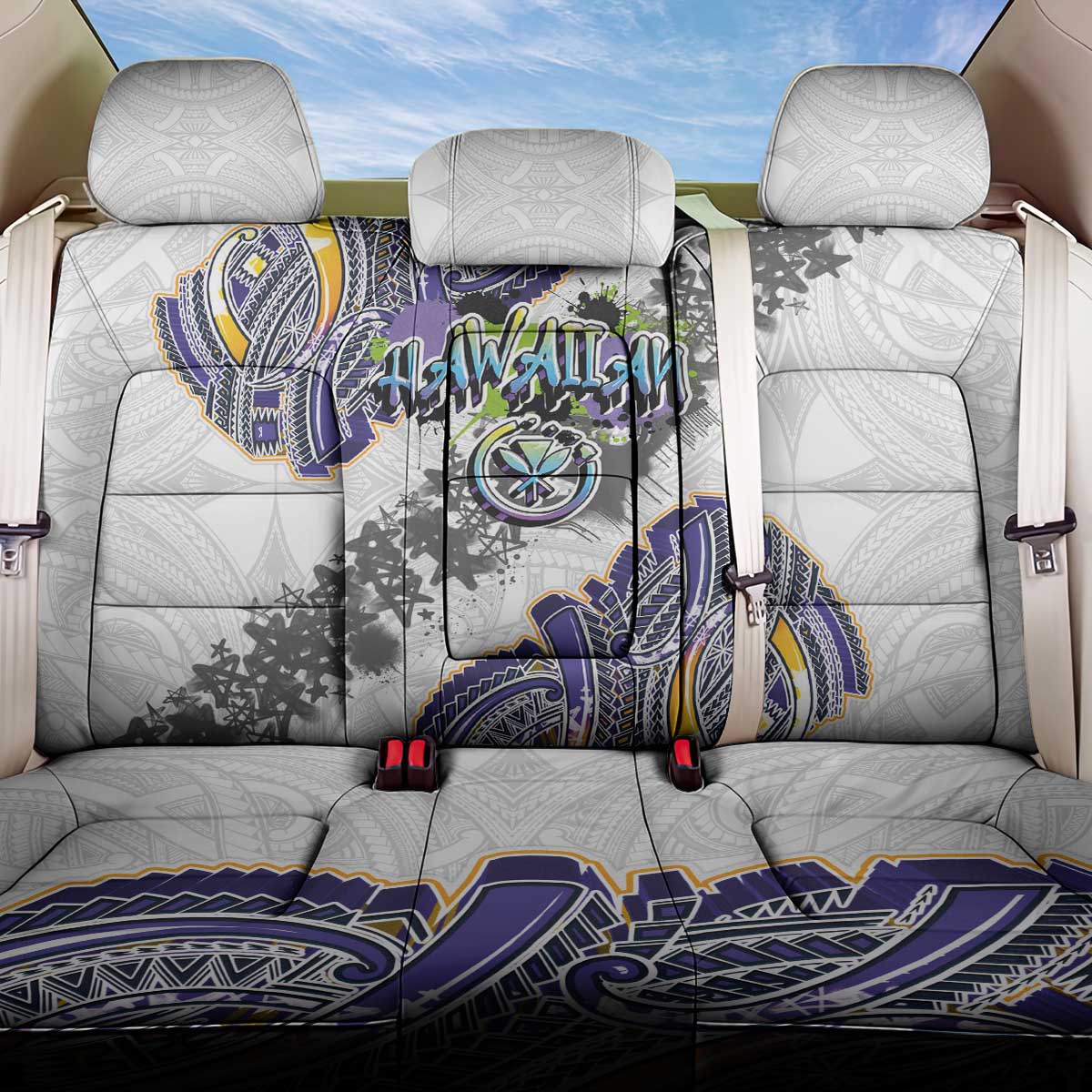 Traditional Art Hawaiian Kakau Tattoos Back Car Seat Cover Graffiti Style - Polynesian Pride