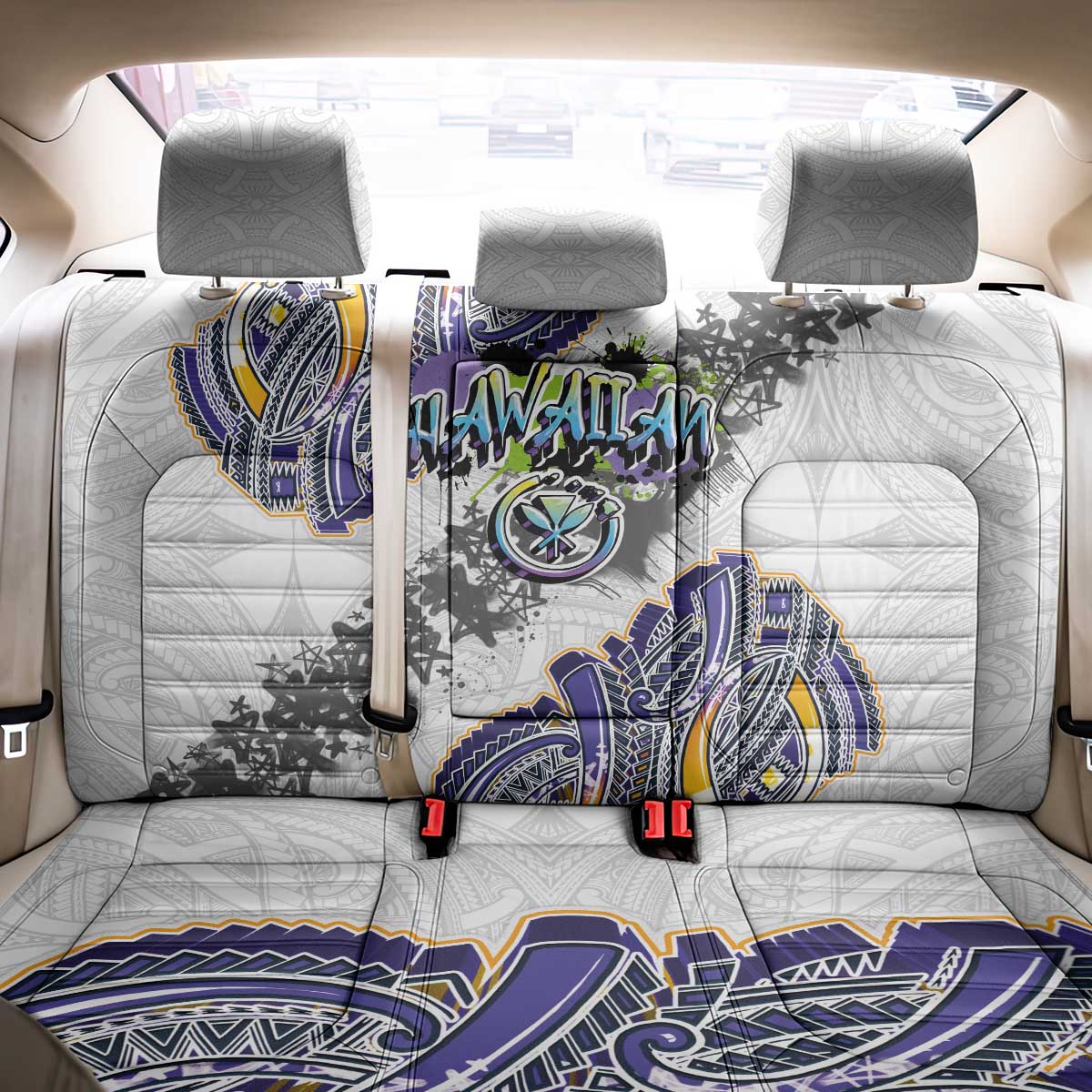 Traditional Art Hawaiian Kakau Tattoos Back Car Seat Cover Graffiti Style - Polynesian Pride