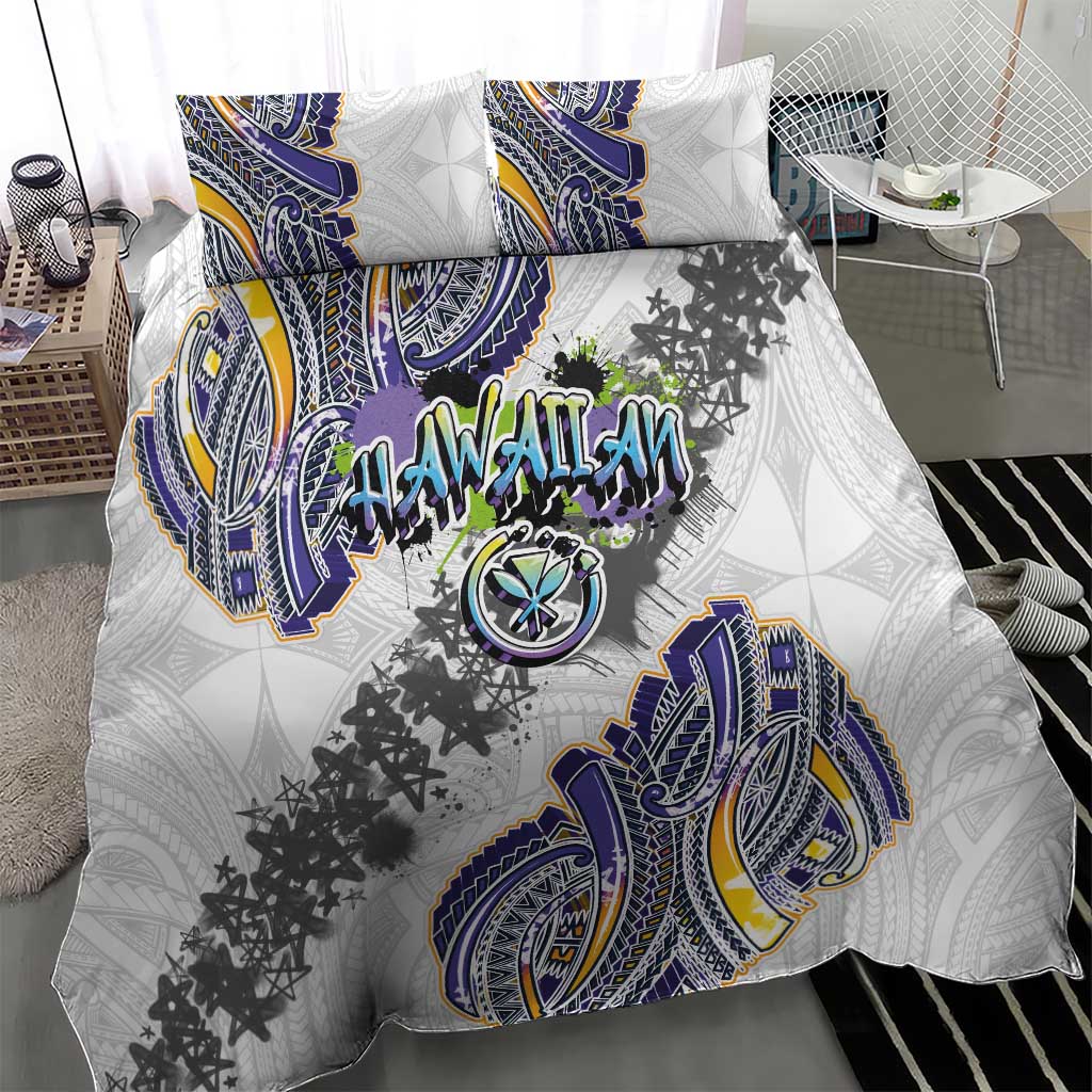 Traditional Art Hawaiian Kakau Tattoos Bedding Set Graffiti Style - Polynesian Pride