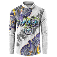 Traditional Art Hawaiian Kakau Tattoos Button Sweatshirt Graffiti Style - Polynesian Pride