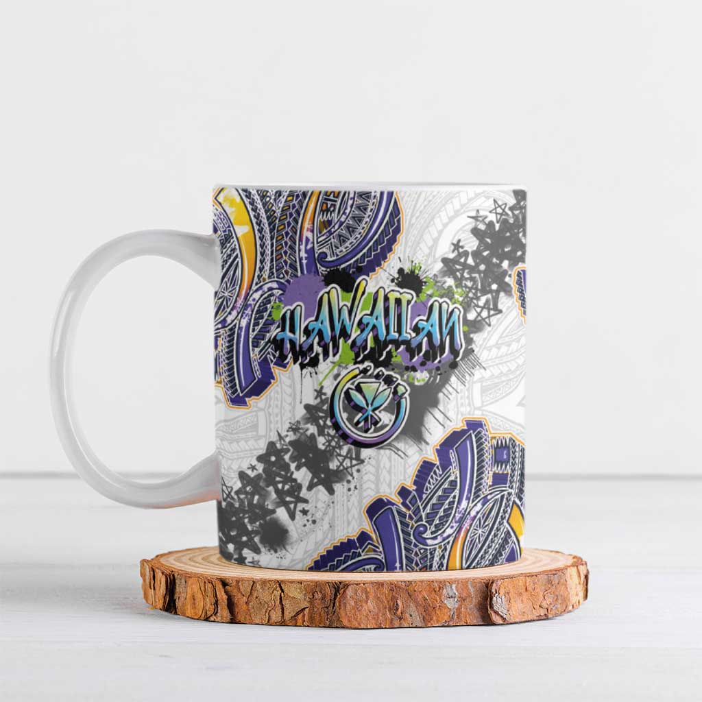 Traditional Art Hawaiian Kakau Tattoos Ceramic Mug Graffiti Style - Polynesian Pride