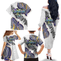 Traditional Art Hawaiian Kakau Tattoos Family Matching Off The Shoulder Long Sleeve Dress and Hawaiian Shirt Graffiti Style LT03 - Polynesian Pride