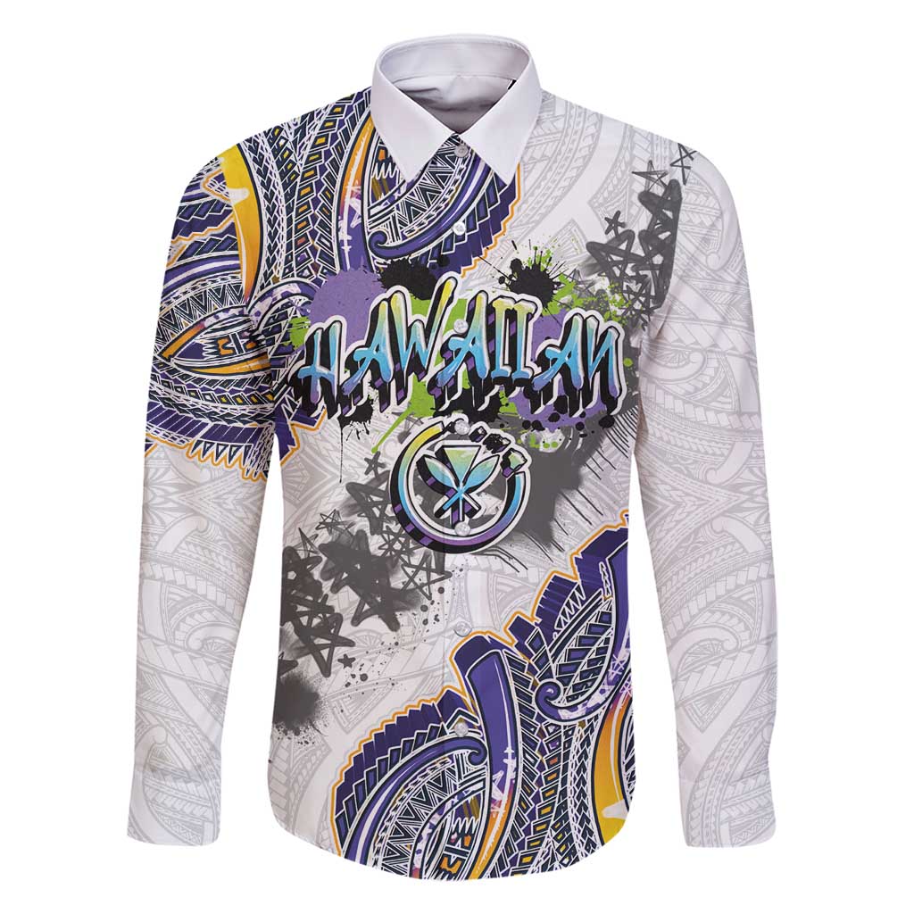 Traditional Art Hawaiian Kakau Tattoos Family Matching Off Shoulder Short Dress and Hawaiian Shirt Graffiti Style - Polynesian Pride